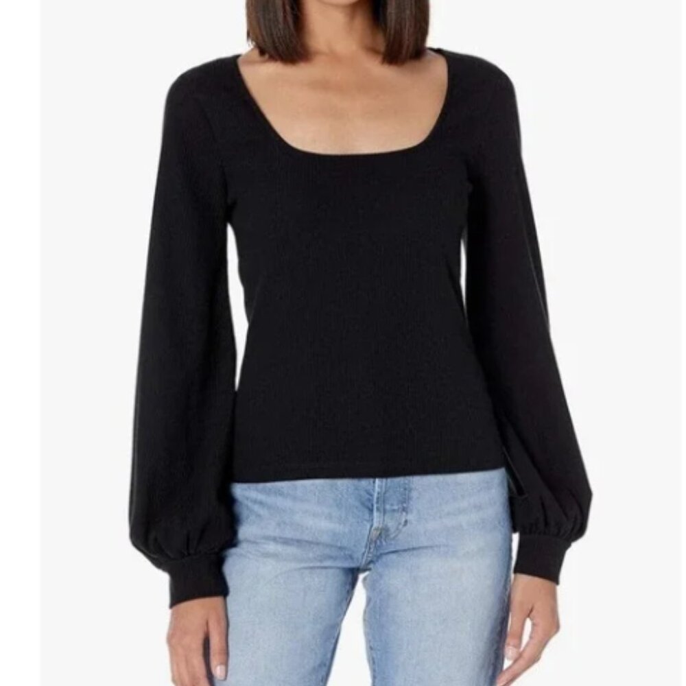 NWT The Drop @lucyswhims Square Neck Balloon Sleeve Ribbed Top, XL